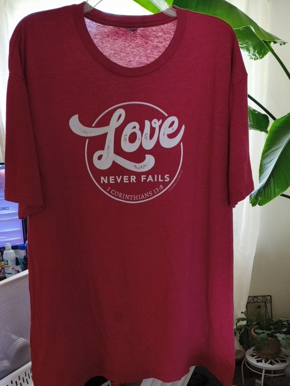 Next Level Apparel Women's 'Love Never Fails' Graphic Tee - Deep Red